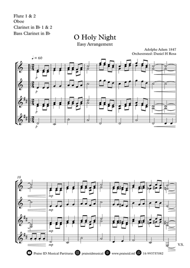 O Holy NIght - Christmas Carol - Woodwind Quartet