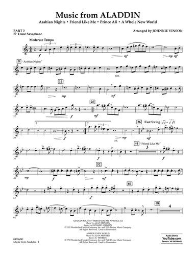 Music from Aladdin (arr. Johnnie Vinson) - Pt.3 - Bb Tenor Saxophone