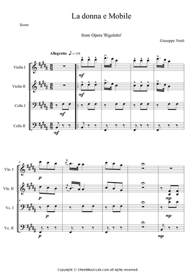 La donna e Mobile from Opera Rigoletto