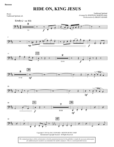 Ride On, King Jesus (arr. Joseph M. Martin) - Bassoon