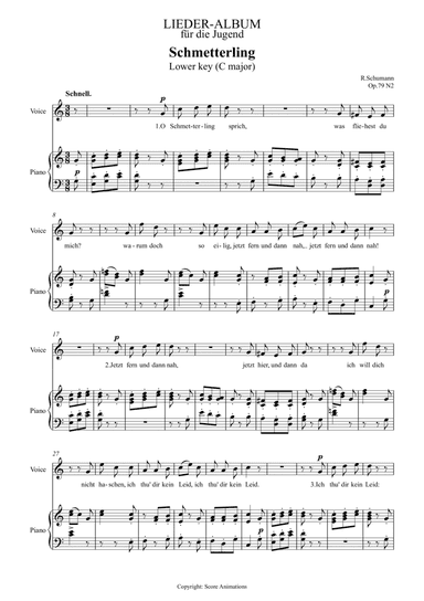 Schmetterling Op 79 N2 in C major (Lower key)