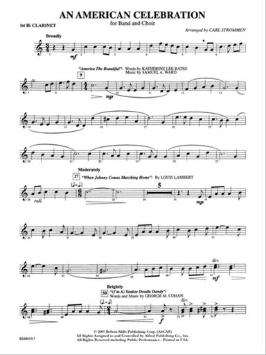 An American Celebration (for Band and Choir): 1st B-flat Clarinet