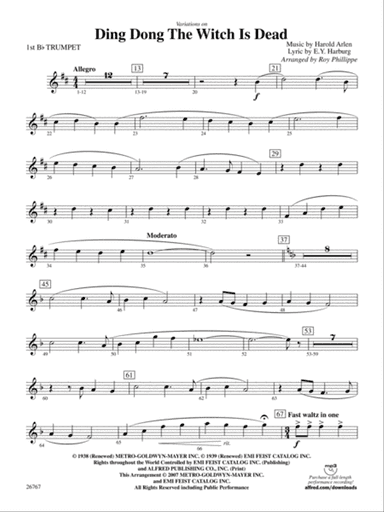 Variations on Ding Dong the Witch Is Dead (fromThe Wizard of Oz): 1st B-flat Trumpet