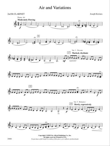 Air and Variations: 2nd B-flat Clarinet