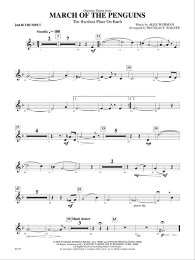 March of the Penguins, Opening Theme from (The Harshest Place on Earth): 2nd B-flat Trumpet