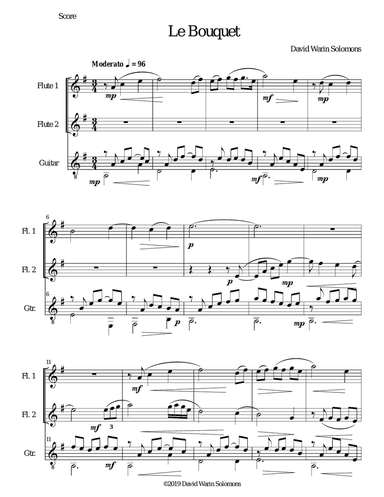 Le bouquet for 2 flutes and guitar