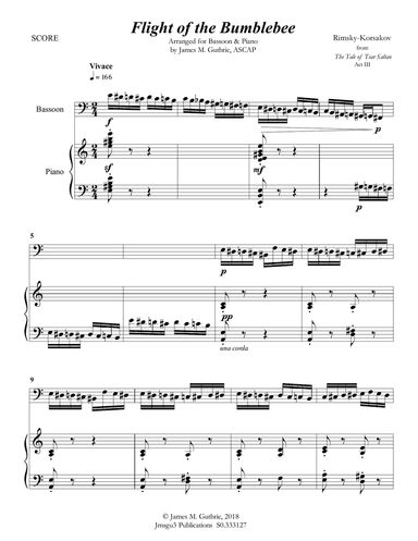 Korsakov: Flight of the Bumblebee for Bassoon & Piano
