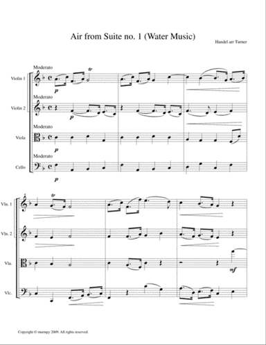 Air from Suite 1 by Handel (arranged for String Quartet)