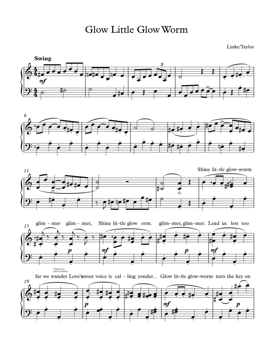 Glow little Glow-Worm (Easier Version)