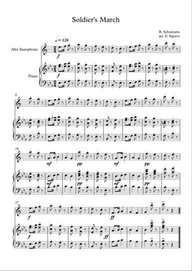 Soldier's March, Robert Schumann, For Alto Saxophone & Piano