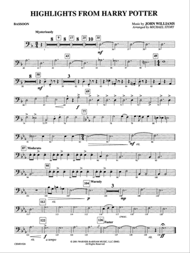 Harry Potter, Highlights from: Bassoon
