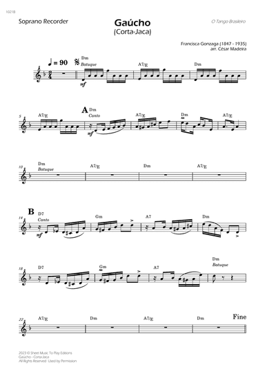 Gaúcho (Corta-Jaca) - Recorder Solo - W/Chords