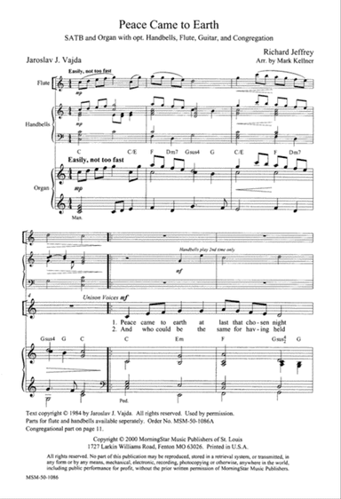 Peace Came to Earth (Downloadable Choral Score)