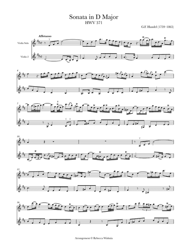 Violin Sonata in D Major, HWV 371 (arr. 2 violins)
