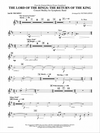 The Lord of the Rings: The Return of the King, Symphonic Suite from: 2nd B-flat Trumpet