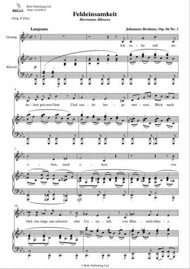 Feldeinsamkeit, Op. 86 No. 2 (E-flat Major)