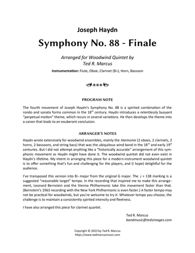 Symphony No. 88 Finale (4th Movement) for Woodwind Quintet
