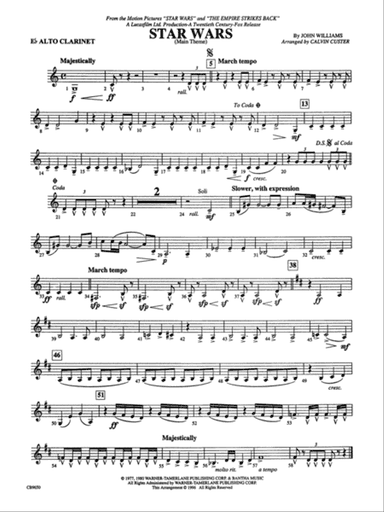 Star Wars Main Theme: E-flat Alto Clarinet