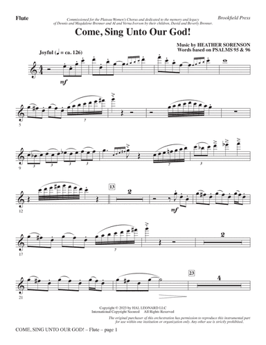 Come, Sing Unto Our God! - Flute