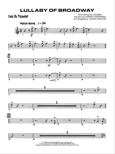 Lullaby of Broadway: 2nd B-flat Trumpet
