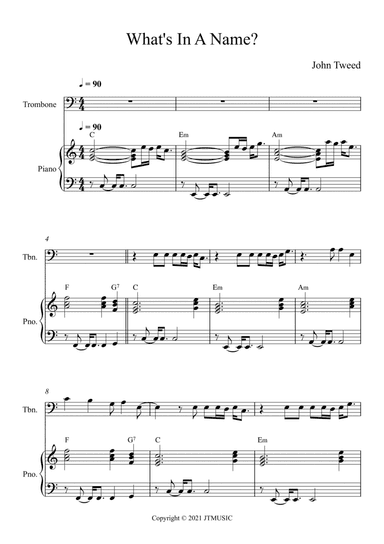 What's In A Name - Trombone and Piano