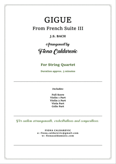 J.S. Bach - Gigue from French Suite III - for String Quartet