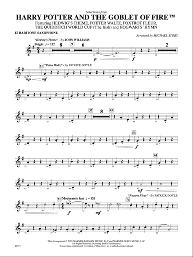 Harry Potter and the Goblet of Fire, Selections from: E-flat Baritone Saxophone