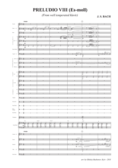 PRELUDIO VIII (Es-moll) from well temperated klavir (Score and Parts)