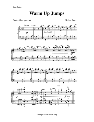 Ballet sheet music for warm up jumps