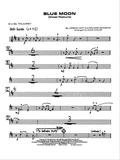 Blue Moon: 3rd B-flat Trumpet