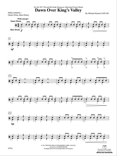 Dawn Over King's Valley: 1st Percussion