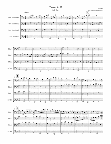 Canon in D - Trombone Quartet, Arr. Joseph Dunlap