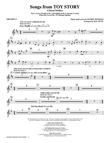 Songs from Toy Story (Choral Medley) (arr. Mac Huff) - Trumpet 1