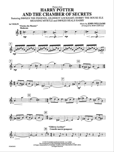 Harry Potter and the Chamber of Secrets, Themes from: 1st Violin