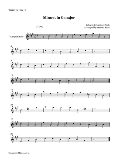 Minuet in G major - for Trumpet and Horn