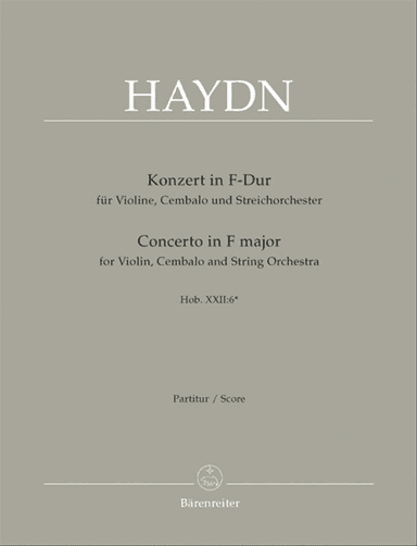 Concerto for Violin, Harpsichord and Strings F major Hob XVIII:6*