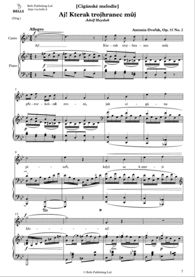 Aj! Kterak trojhranec muj, Op. 55 No. 2 (Original key. G minor)