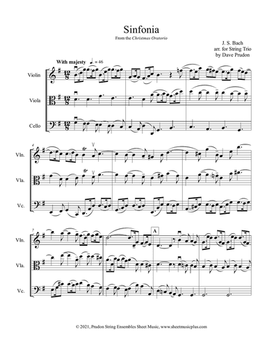 Christmas Oratorio (Sinfonia) for String Trio