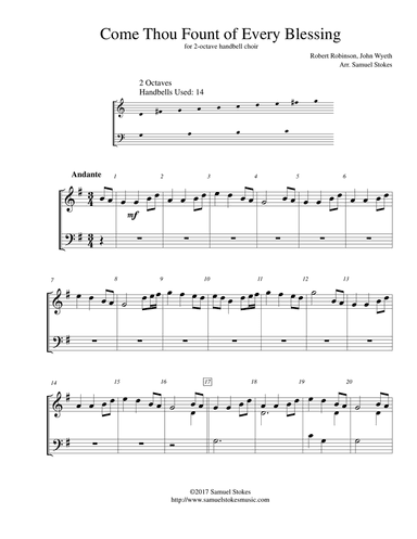 Come Thou Fount of Every Blessing - for 2-octave handbell choir