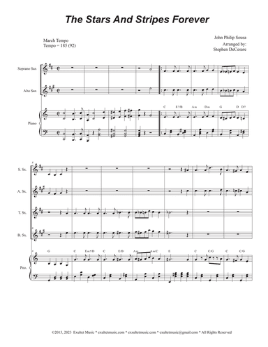 The Stars and Stripes Forever (Saxophone Quartet and Piano)