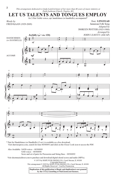 Let Us Talents And Tongues Employ (arr. John Leavitt)
