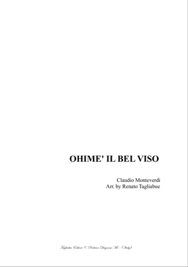 OHIME' IL BEL VISO - C, Monteverdi - Arr. For SSTTB (or SSATB) Choir
