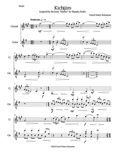 Kichijiro (inspired by the book "Silence" by Shusaku Endo) for clarinet and guitar