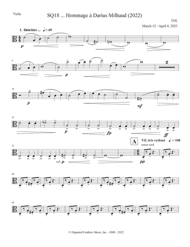 SQ18 ... Hommage à Darius Milhaud (2023) Viola part