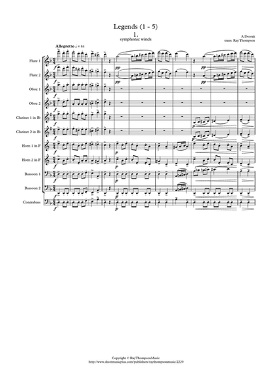Dvorak: Legends Op.59 Nos. 1 - 5 - symphonic wind