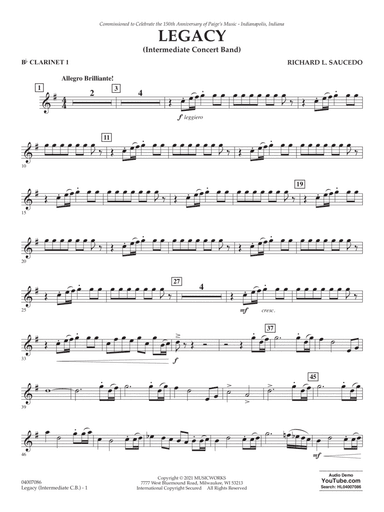 Legacy (Intermediate Version) - Bb Clarinet 1