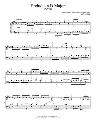 Prelude In D Major, BWV 925