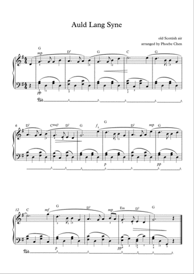 Auld Lang Syne (elementary piano solo)