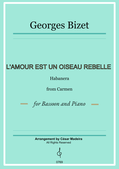 Habanera from Carmen by Bizet - Bassoon and Piano (Full Score and Parts)
