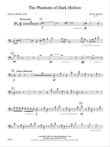 The Phantom of Dark Hollow: (wp) B-flat Tuba B.C.